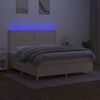 vidaXL Sommier &agrave; lattes de lit et matelas et LED Cr&egrave;me 180x200cm Tissu
