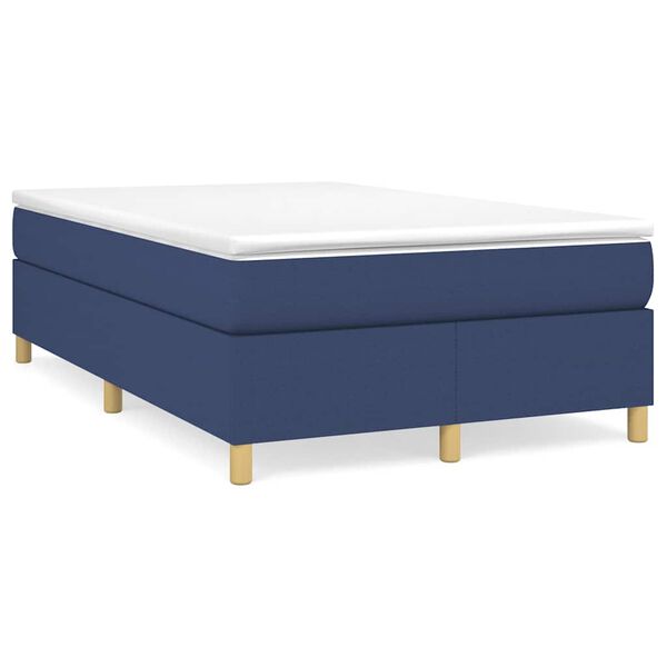 vidaXL Sommier &agrave; lattes de lit avec matelas bleu 120x190 cm tissu