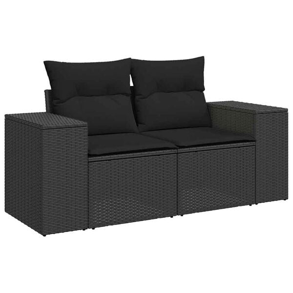 vidaXL Salon de jardin 6 pcs avec coussins noir r&eacute;sine tress&eacute;e