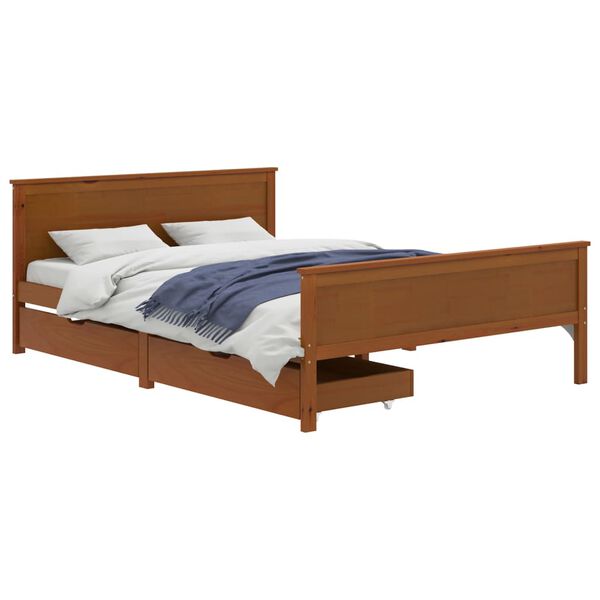 vidaXL Cadre de lit sans matelas marron miel bois massif 160x200 cm