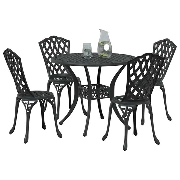 vidaXL Ensemble de salle &agrave; manger pour jardin 5 pcs Noir