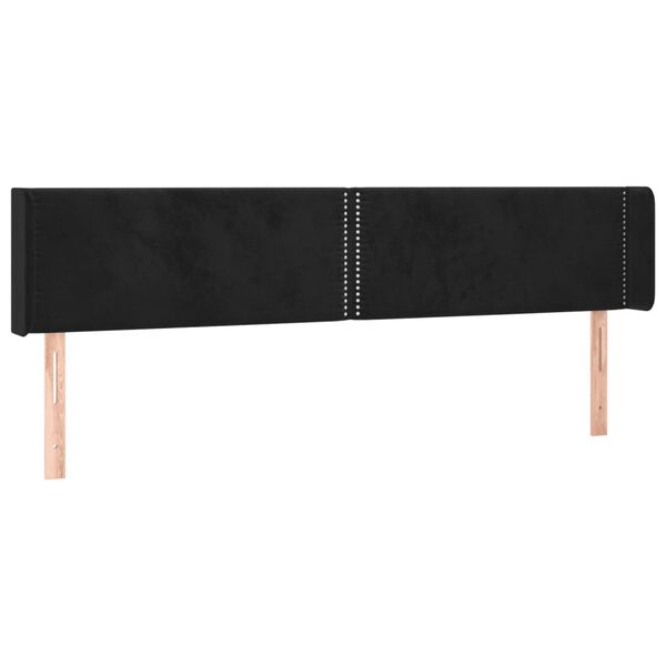 vidaXL T&ecirc;te de lit avec oreilles Noir 203x16x78/88 cm Velours