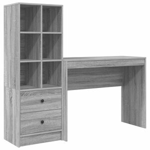 vidaXL Bureau avec tiroir avec &eacute;tag&egrave;re avec stockage 2 pcs Gris Sonoma