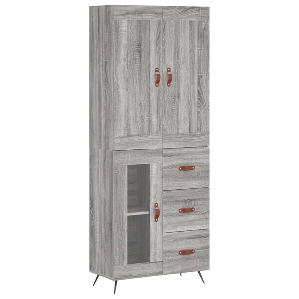vidaXL Buffet haut Sonoma gris 69,5x34x180 cm Bois d'ing&eacute;nierie