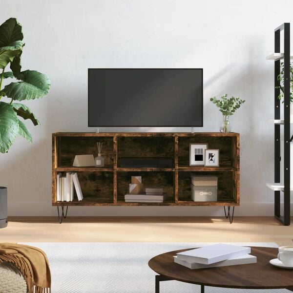 vidaXL Meuble TV chêne fumé 103,5x30x50 cm bois d'ingénierie
