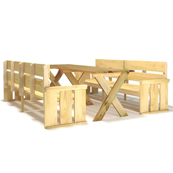 vidaXL Ensemble &agrave; manger de jardin 3 pcs Bois de pin impr&eacute;gn&eacute;