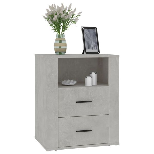 vidaXL Table de chevet Gris b&eacute;ton 50x36x60 cm Bois d'ing&eacute;nierie