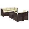 vidaXL Canap&eacute; de Jardin 5 Places avec Coussins Aspect Rotin PP Marron