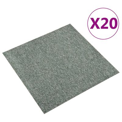 vidaXL Dalles de tapis de sol 20 pcs 5 m² 50x50 cm Vert