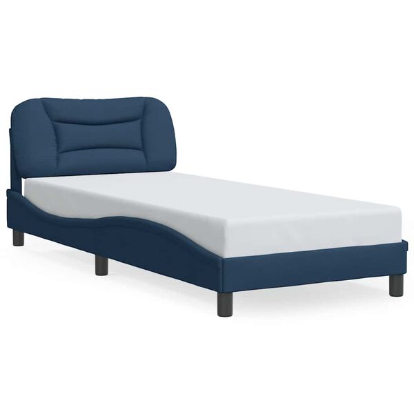 vidaXL Cadre de lit sans matelas Hvar bleu 90x200 cm tissu