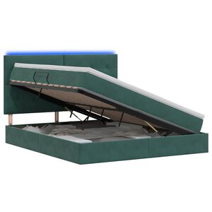 vidaXL Lit de rangement LED avec matelas Vert fonc&eacute; 180 x 200 cm