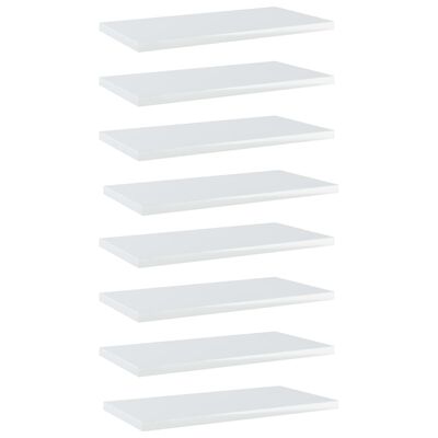 vidaXL Panneaux de bibliothèque 8 pcs blanc brillant bois d’ingénierie