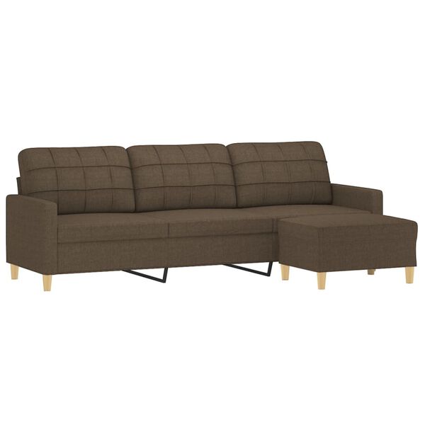 vidaXL Canap&eacute; &agrave; 3 places avec repose-pieds Marron 210 cm Tissu