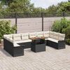 vidaXL Ensemble de canap&eacute; de jardin avec coussin 11 pcs Noir et cr&egrave;me