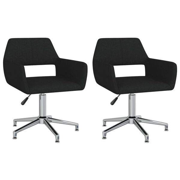 vidaXL Chaises pivotantes &agrave; manger lot de 2 noir tissu