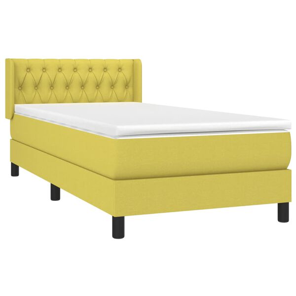 vidaXL Sommier &agrave; lattes de lit avec matelas Vert 90x200 cm Tissu