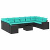 vidaXL Ensemble de canap&eacute; de jardin 11 pcs avec coussins noir r&eacute;sine tress&eacute;e