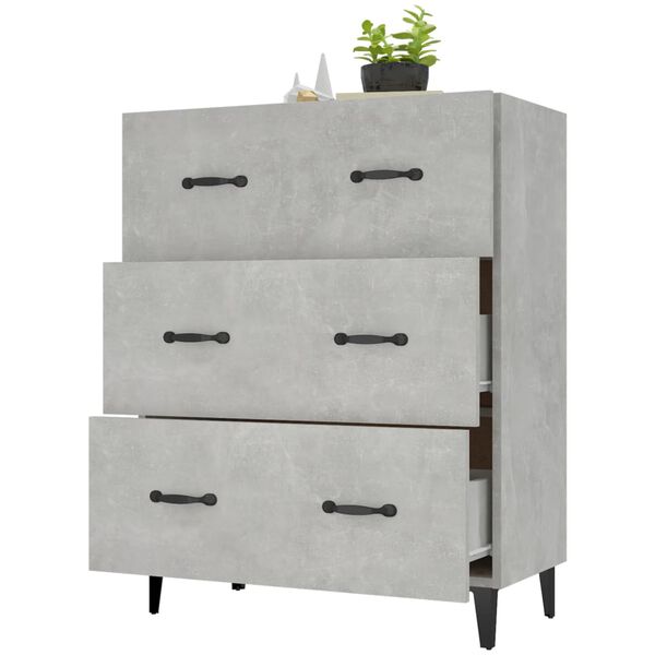 vidaXL Buffet gris béton 69,5x34x90 cm bois d'ingénierie