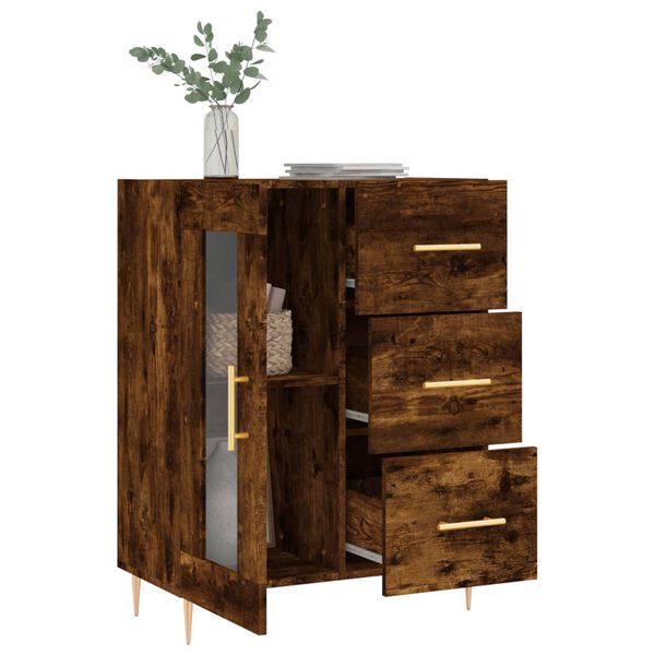 vidaXL Buffet ch&ecirc;ne fum&eacute; 69,5x34x90 cm bois d'ing&eacute;nierie