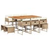 vidaXL Ensemble &agrave; manger de jardin et coussins 11 pcs beige poly rotin