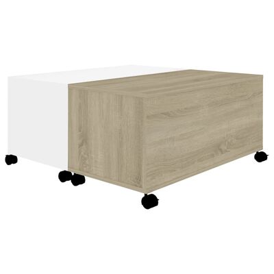 vidaXL Table basse blanc et chêne sonoma 75x75x38 cm bois d'ingénierie