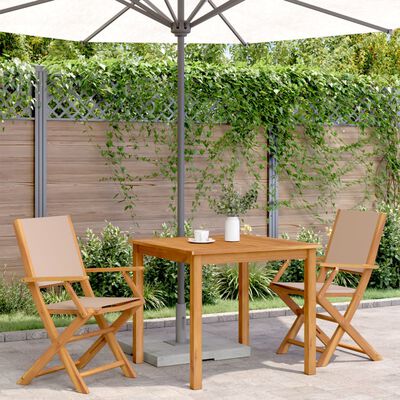 vidaXL Chaises de jardin lot de 2 taupe bois d'acacia massif et tissu