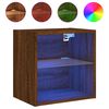 vidaXL Table de chevet murale avec lumi&egrave;res LED ch&ecirc;ne marron