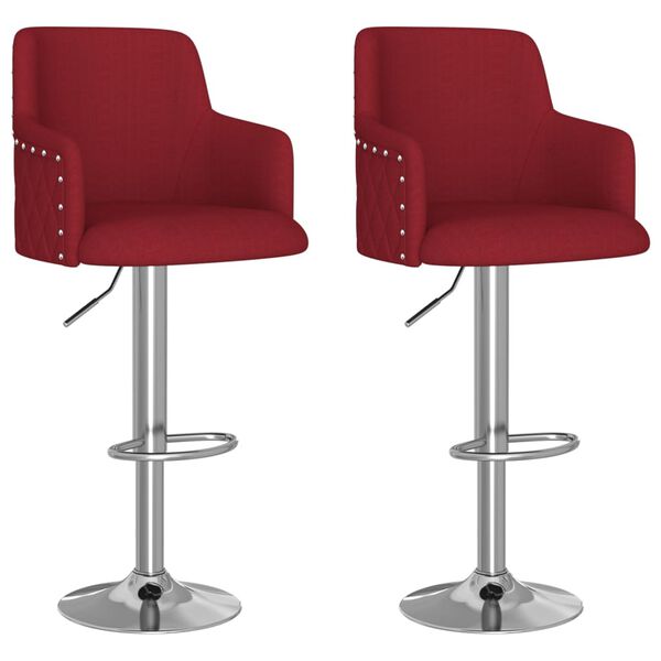 vidaXL Tabourets de bar lot de 2 rouge bordeaux tissu