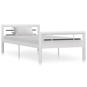 vidaXL Cadre de lit sans matelas blanc et noir m&eacute;tal 100x200 cm