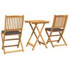 vidaXL Ensemble bistro de jardin 3 pcs Marron Bois d'Acacia Massif