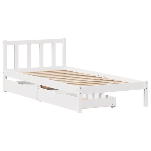 vidaXL Cadre de lit sans matelas blanc 90x200 cm bois de pin massif