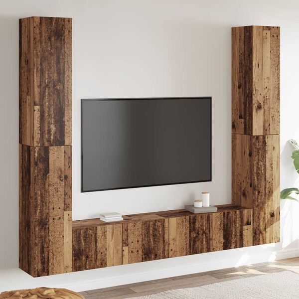 vidaXL Meubles TV muraux 6 pcs vieux bois bois d'ing&eacute;nierie