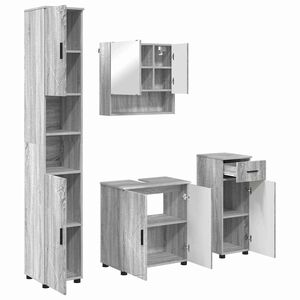 vidaXL Ensemble de mobilier de salle de bain 4 pc Gris Sonoma
