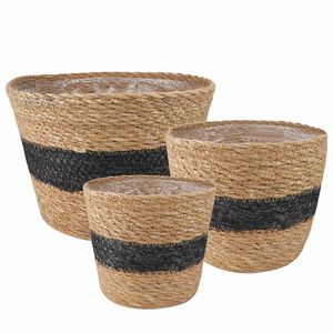 vidaXL 3 pc Naturel et noir &Oslash;26 x 19 cm 100 % Herbe de mer