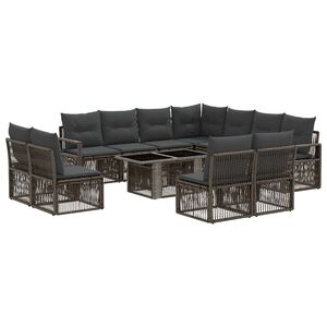 vidaXL Ensemble de canap&eacute; de jardin 12 pc Gris et Gris fonc&eacute; polyrotin