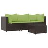 vidaXL Salon de jardin 4 pcs avec coussins Marron R&eacute;sine tress&eacute;e