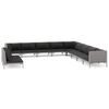 vidaXL Salon de jardin 11 pcs avec coussins R&eacute;sine tress&eacute;e Gris fonc&eacute;