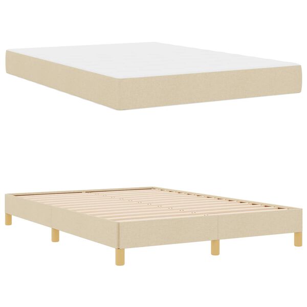 vidaXL Lit &agrave; ressorts avec matelas Cr&egrave;me 140 x 200 cm tissu