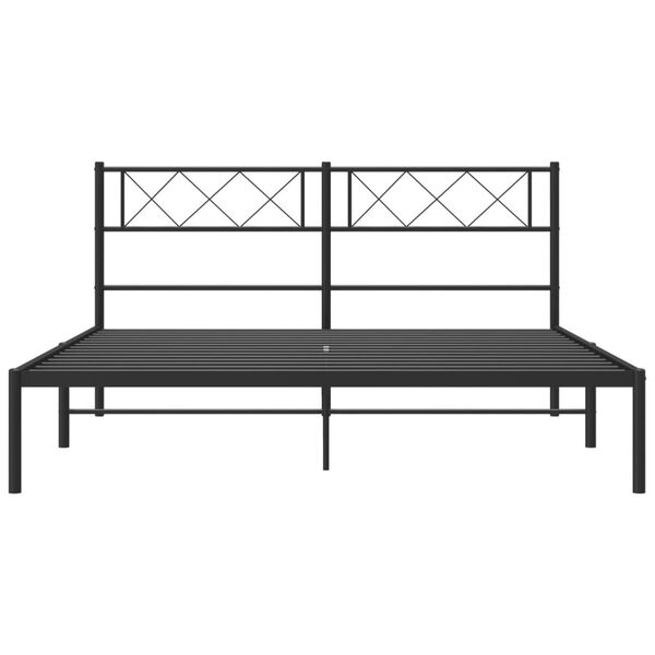 vidaXL Cadre de lit m&eacute;tal sans matelas avec t&ecirc;te de lit noir 140x200cm