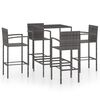 vidaXL Ensemble de bar de jardin 5 pcs R&eacute;sine tress&eacute;e Gris