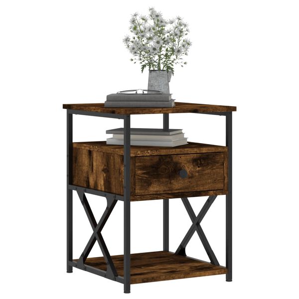 vidaXL Tables de chevet 2 pcs ch&ecirc;ne fum&eacute; 40x42x55 cm bois d'ing&eacute;nierie