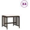 vidaXL Tabourets de jardin et coussins lot de 4 marron r&eacute;sine tress&eacute;e