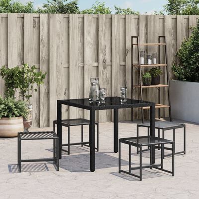 vidaXL Tabourets de jardin lot de 4 noir résine tressée