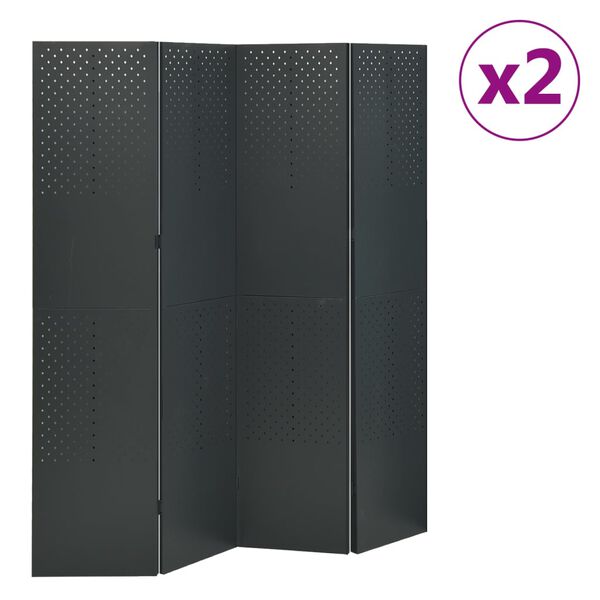 vidaXL Cloisons de s&eacute;paration 4 panneaux 2 pcs Anthracite 160x180 cm