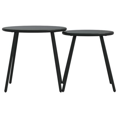 vidaXL Tables basses de jardin 2pcs rondes noir acier enduit de poudre