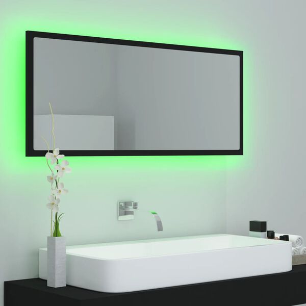 vidaXL Miroir à LED de salle de bain Noir 100x8,5x37 cm Acrylique