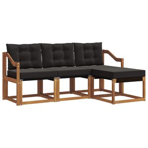 vidaXL Ensemble de canap&eacute;s d'ext&eacute;rieur 4 pc Naturel et Noir