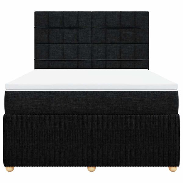 vidaXL Sommier &agrave; lattes de lit avec matelas Noir 140x200 cm Tissu