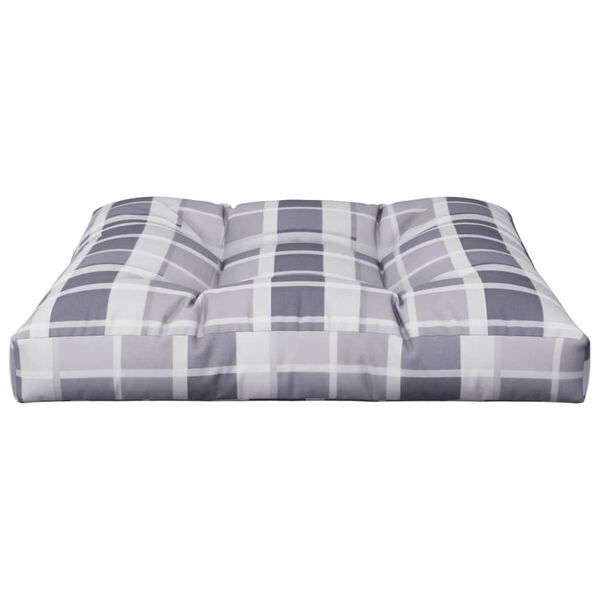 vidaXL Coussin de palette motif &agrave; carreaux gris 70x70x12 cm tissu