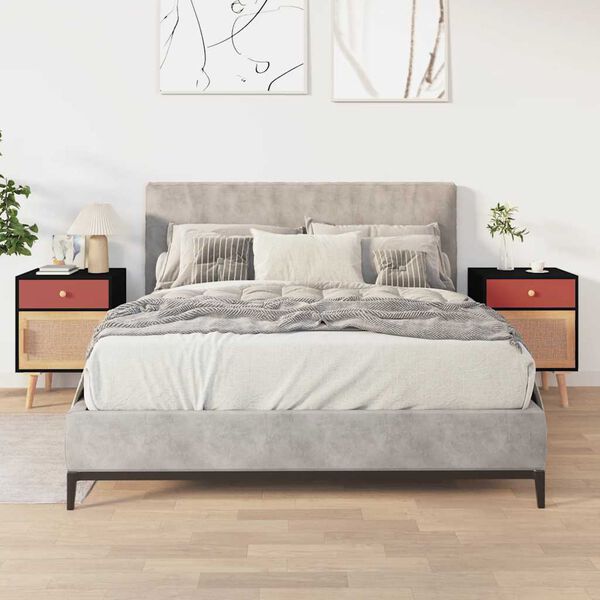 vidaXL Tables de chevet 2 pcs noir 40x30x55 cm bois d'ing&eacute;nierie